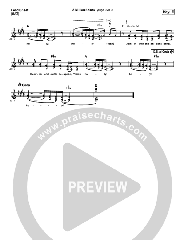 A Million Saints Lead Sheet (SAT) (Meredith Andrews)