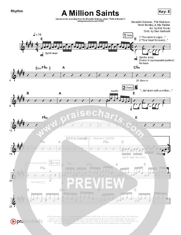 A Million Saints Rhythm Chart (Meredith Andrews)