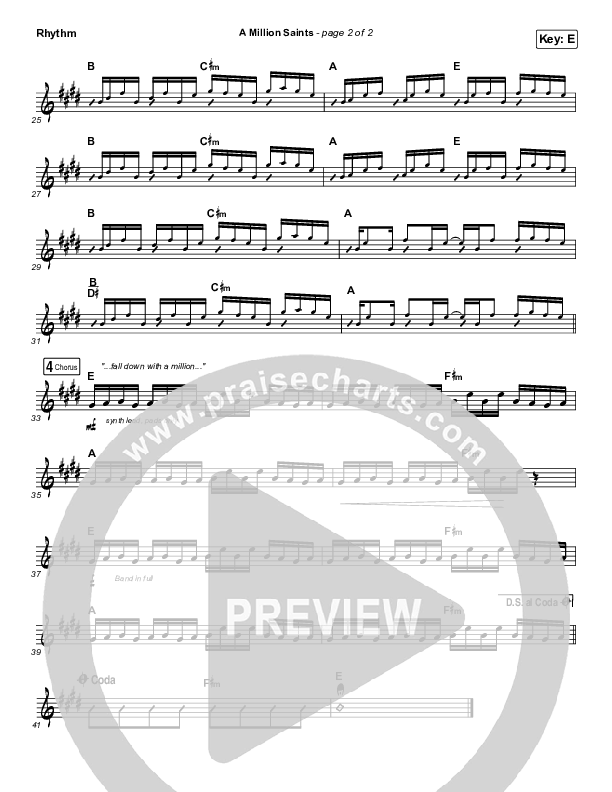 A Million Saints Rhythm Chart (Meredith Andrews)