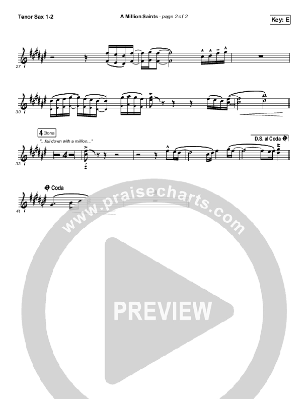 A Million Saints Tenor Sax 1/2 (Meredith Andrews)