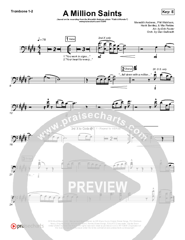 A Million Saints Trombone 1/2 (Meredith Andrews)