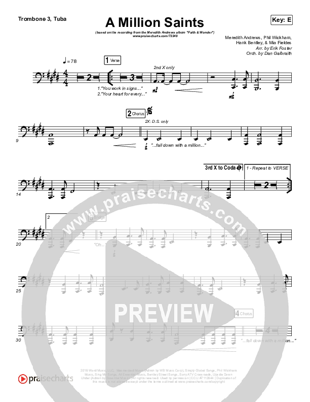 A Million Saints Trombone 3/Tuba (Meredith Andrews)