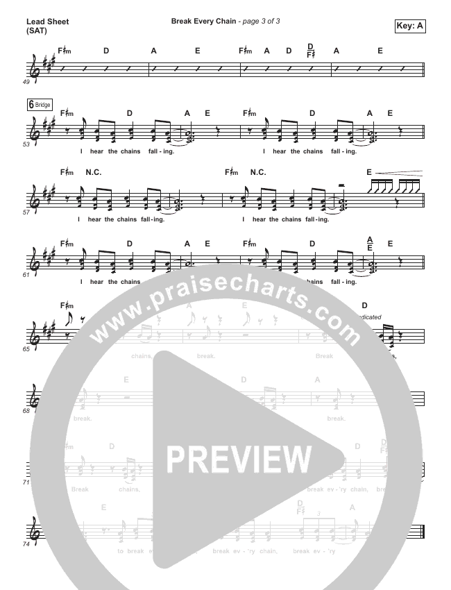 Break Every Chain Sheet Music (Tasha Cobbs) PraiseCharts