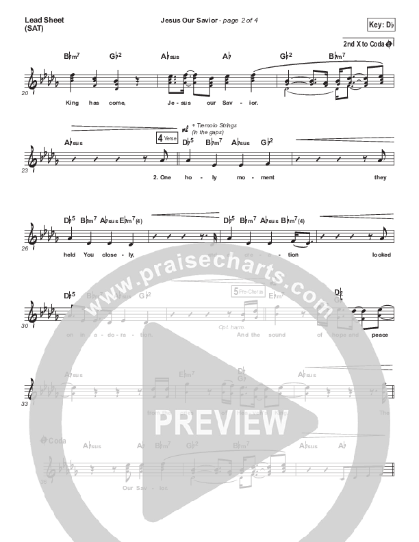 Jesus Our Savior Lead Sheet (North Point Worship / Heath Balltzglier)