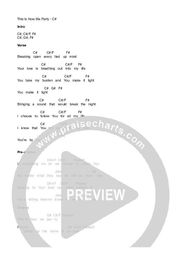 This Is How We Party Chord Chart (Equippers Worship)