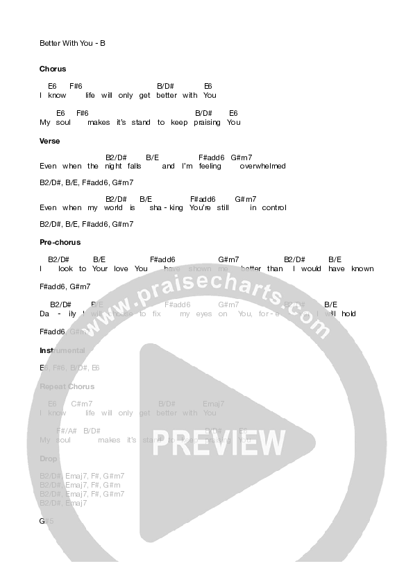 Better With You Chords & Lyrics (Equippers Worship)