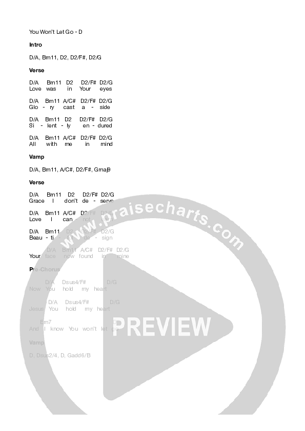 You Won’t Let Go Chords & Lyrics (Equippers Worship)