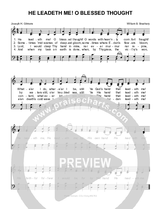 He Leadeth Me O Blessed Thought Piano/Vocal (Sovereign Grace)