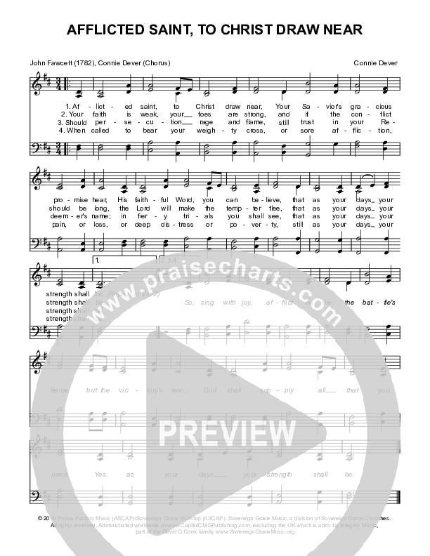 Afflicted Saint To Christ Draw Near Piano/Vocal (Sovereign Grace)