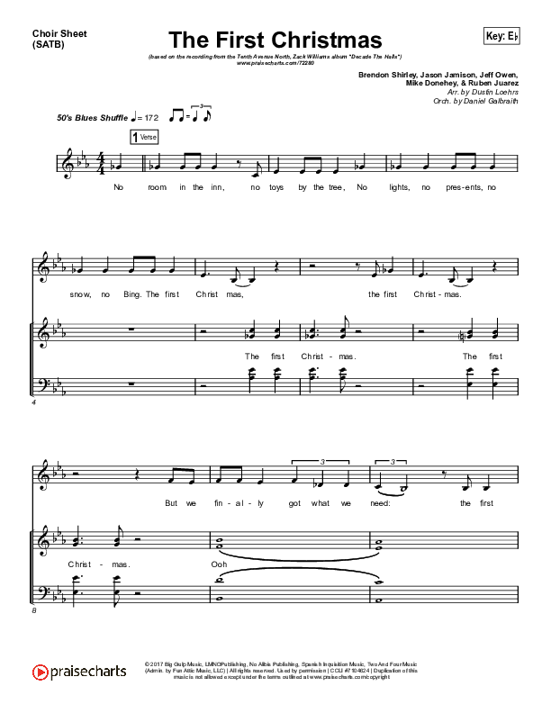 The First Christmas Choir Vocals (SATB) (Tenth Avenue North / Zach Williams)