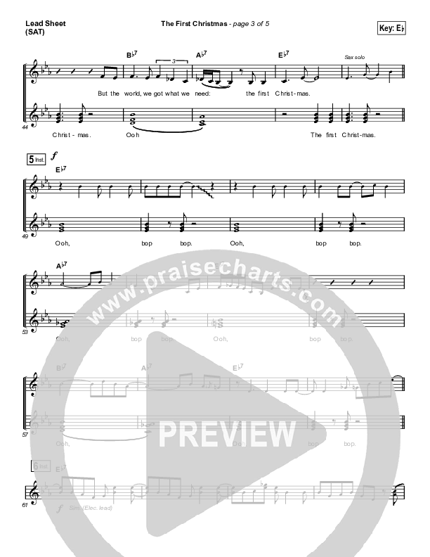The First Christmas Lead Sheet (SAT) (Tenth Avenue North / Zach Williams)