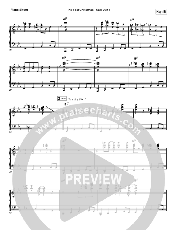 The First Christmas Piano Sheet (Tenth Avenue North / Zach Williams)