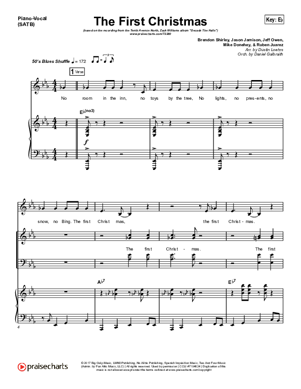 The First Christmas Piano/Vocal (SATB) (Tenth Avenue North / Zach Williams)