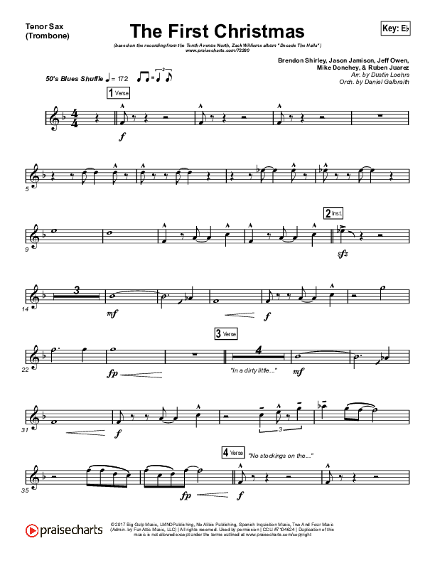 The First Christmas Tenor Sax 1 (Tenth Avenue North / Zach Williams)