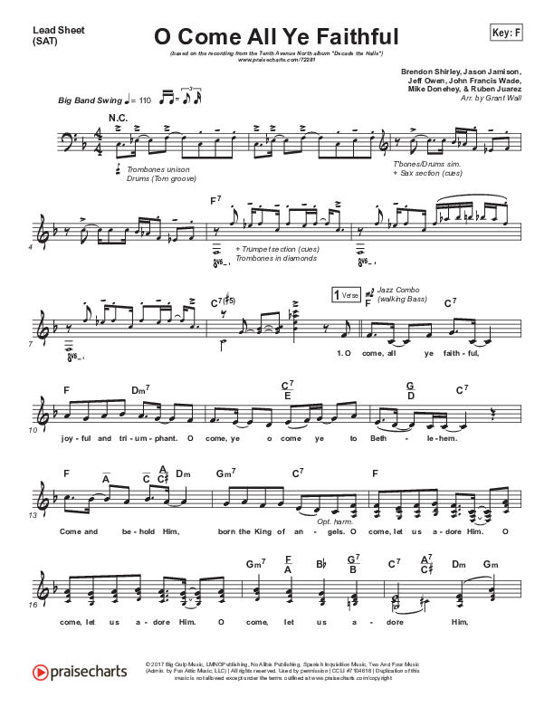 O Come All Ye Faithful Lead (SAT) (Tenth Avenue North)