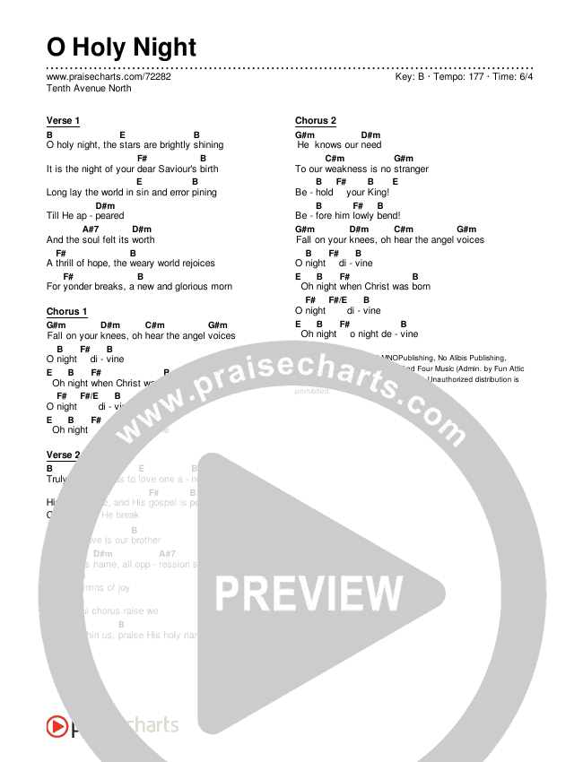 O Holy Night Chords & Lyrics (Tenth Avenue North)