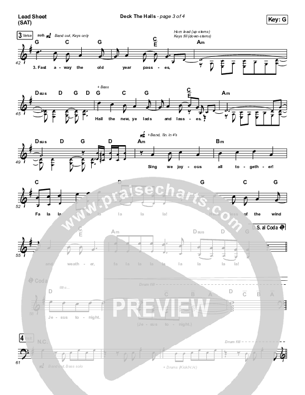 Deck The Halls Lead Sheet (SAT) (Tenth Avenue North)