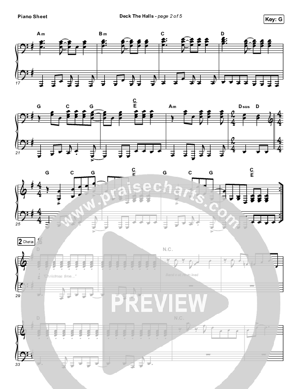 Deck The Halls Piano Sheet (Tenth Avenue North)