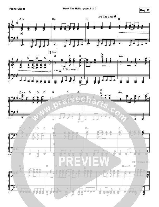 Deck The Halls Piano Sheet (Tenth Avenue North)