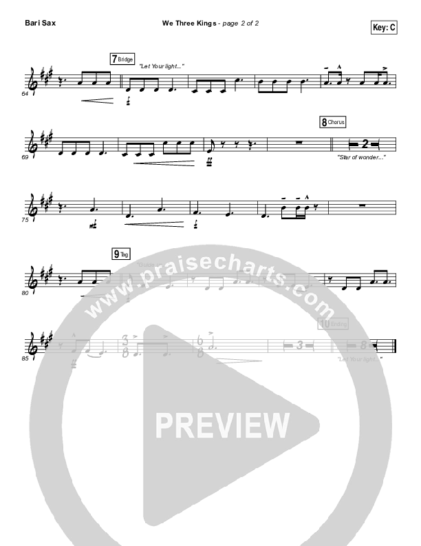 We Three Kings Bari Sax (Tenth Avenue North / Britt Nicole)