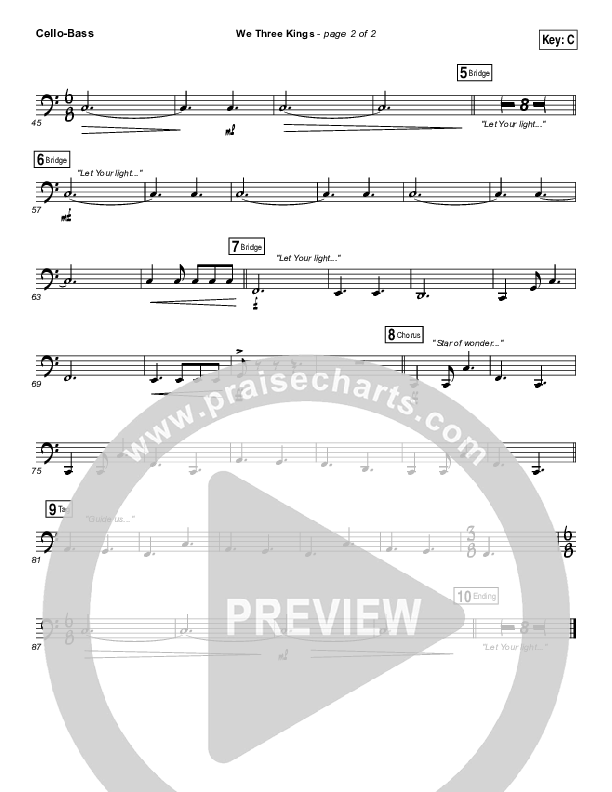 We Three Kings Cello/Bass (Tenth Avenue North / Britt Nicole)