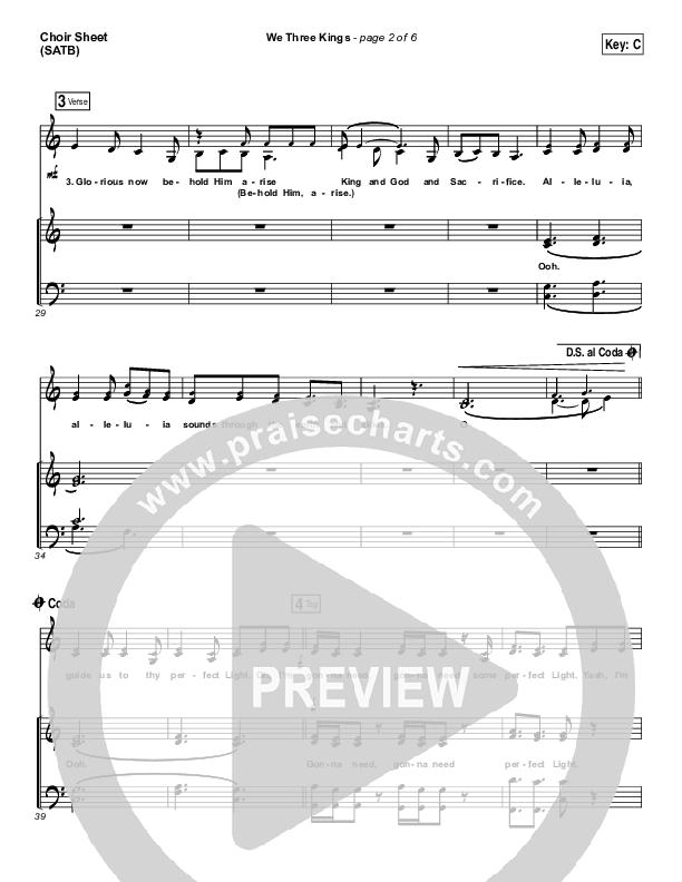 We Three Kings Choir Vocals (SATB) (Tenth Avenue North / Britt Nicole)