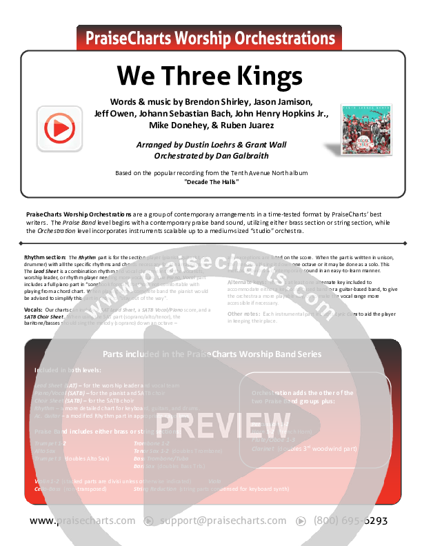 We Three Kings Orchestration (Tenth Avenue North / Britt Nicole)
