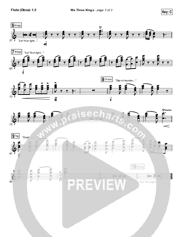 We Three Kings Flute/Oboe 1/2/3 (Tenth Avenue North / Britt Nicole)