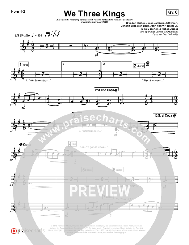 We Three Kings French Horn 1/2 (Tenth Avenue North / Britt Nicole)