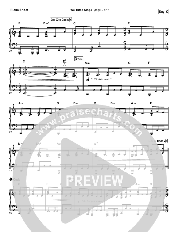 We Three Kings Piano Sheet (Tenth Avenue North / Britt Nicole)