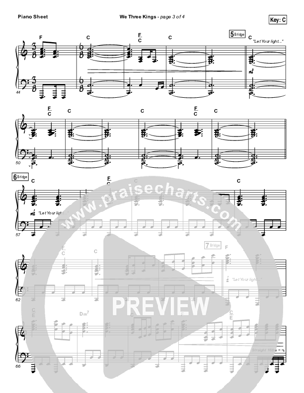 We Three Kings Piano Sheet (Tenth Avenue North / Britt Nicole)