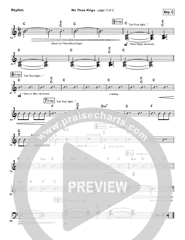 We Three Kings Rhythm Chart (Tenth Avenue North / Britt Nicole)