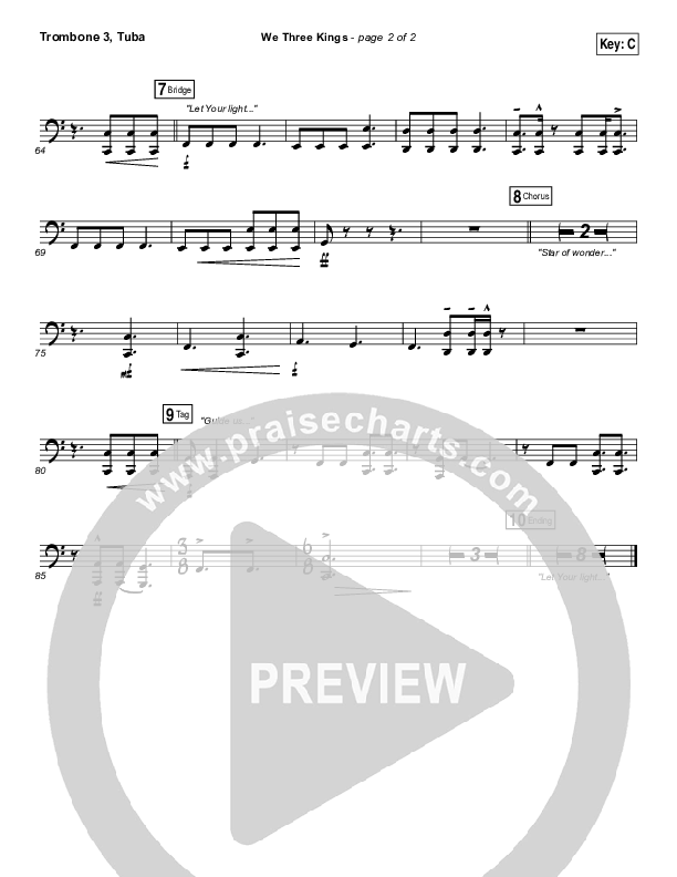 We Three Kings Trombone 3/Tuba (Tenth Avenue North / Britt Nicole)