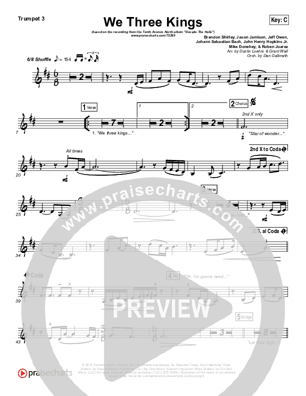 We Three Kings Trumpet 3 (Tenth Avenue North / Britt Nicole)