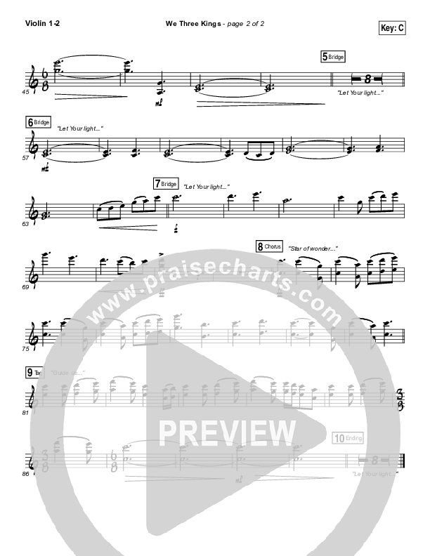 We Three Kings Violin 1/2 (Tenth Avenue North / Britt Nicole)