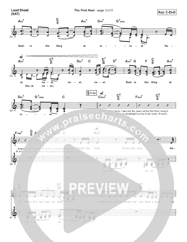 The First Noel Lead Sheet (SAT) (Tenth Avenue North / Colton Dixon)