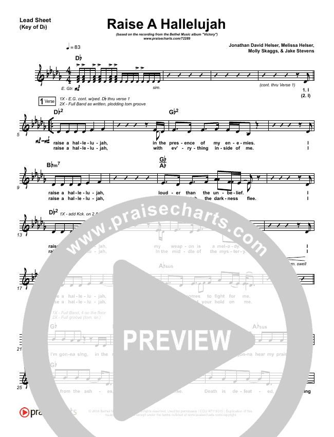 Raise A Hallelujah Sheet Music PDF (Bethel Music / Melissa Helser ...