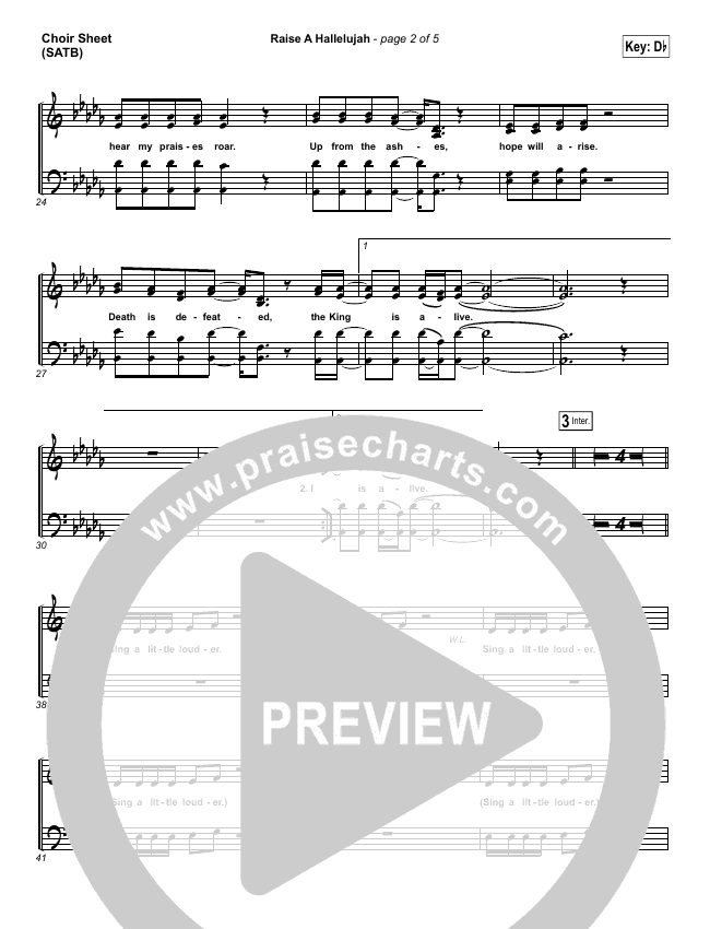 raise a hallelujah sheet music pdf
