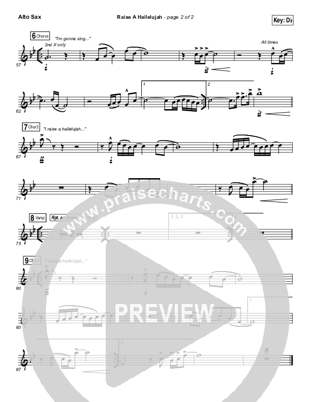 Raise A Hallelujah Alto Sax (Bethel Music / Melissa Helser / Jonathan David Helser)