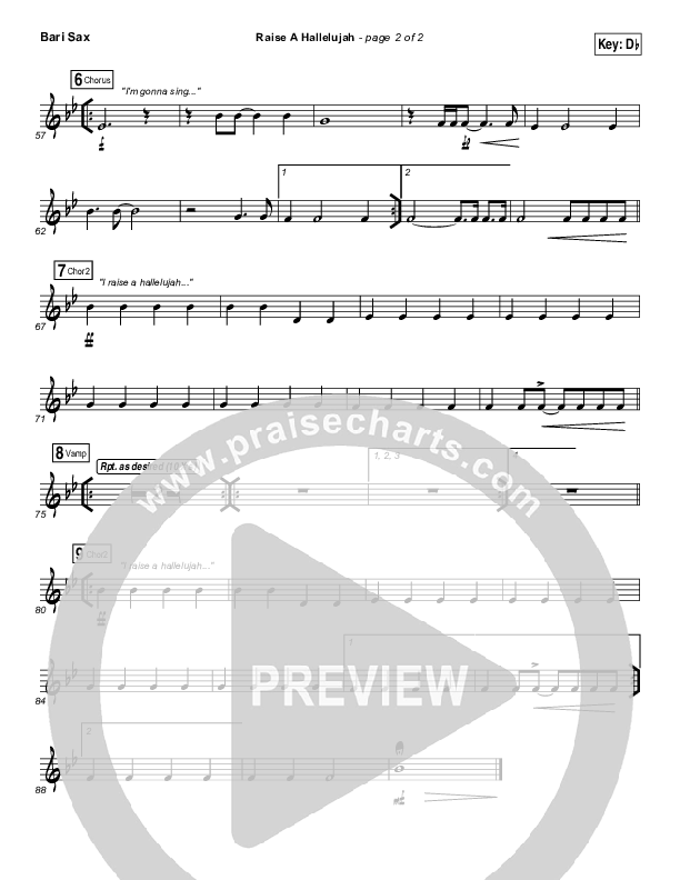 Raise A Hallelujah Bari Sax (Bethel Music / Melissa Helser / Jonathan David Helser)