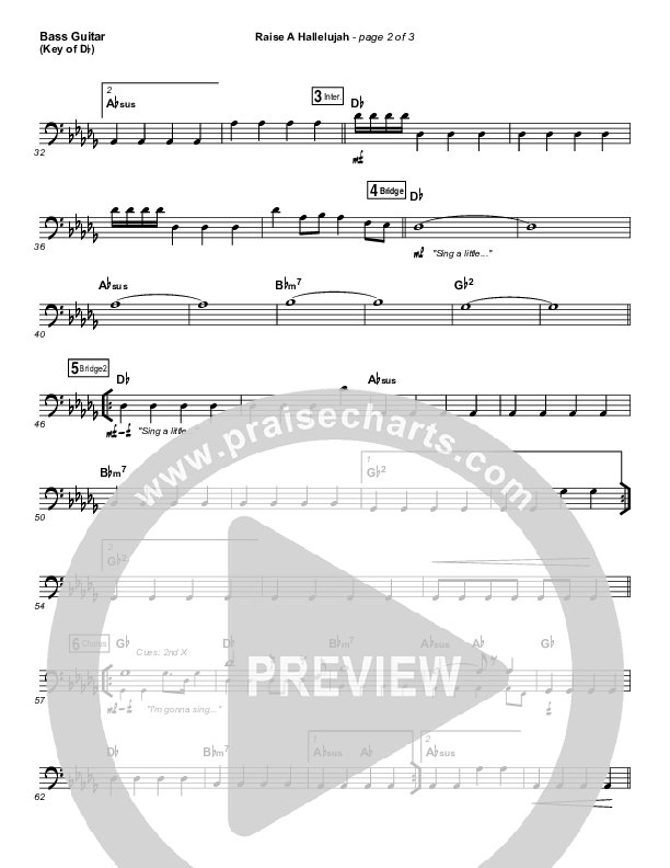 Raise A Hallelujah Bass Guitar (Bethel Music / Melissa Helser / Jonathan David Helser)