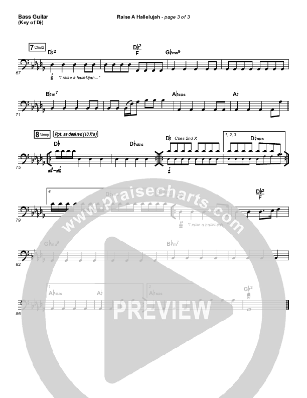 Raise A Hallelujah Bass Guitar (Bethel Music / Melissa Helser / Jonathan David Helser)