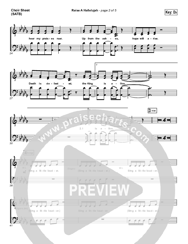 Raise A Hallelujah Choir Vocals (SATB) (Bethel Music / Melissa Helser / Jonathan David Helser)