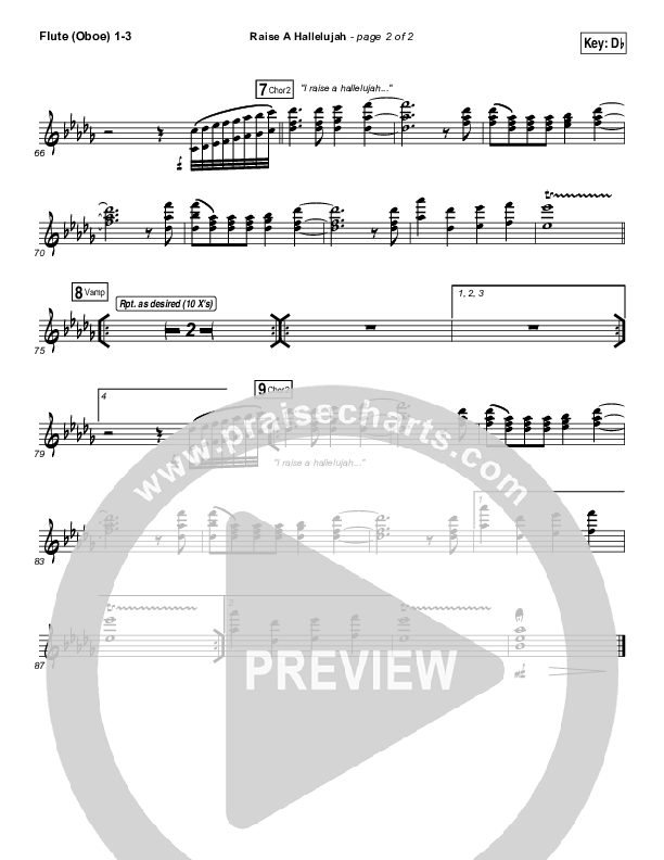 Raise A Hallelujah Flute/Oboe 1/2/3 (Bethel Music / Melissa Helser / Jonathan David Helser)