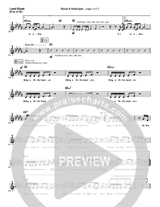 Raise A Hallelujah Lead Sheet (Melody) (Bethel Music / Melissa Helser / Jonathan David Helser)