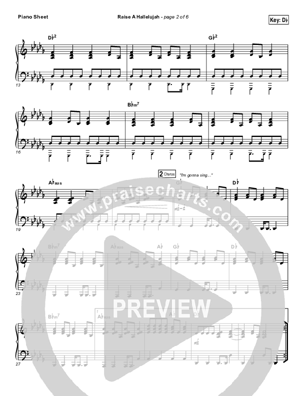 Raise A Hallelujah Piano Sheet (Bethel Music / Melissa Helser / Jonathan David Helser)