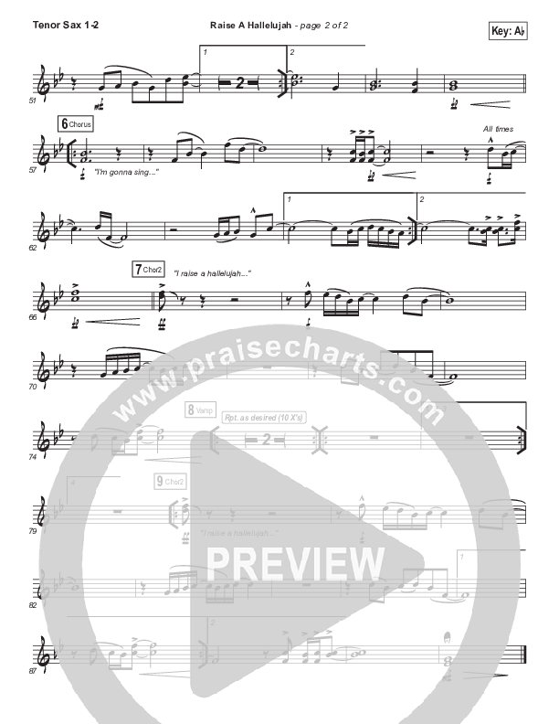 Raise A Hallelujah Tenor Sax 1 (Bethel Music / Melissa Helser / Jonathan David Helser)