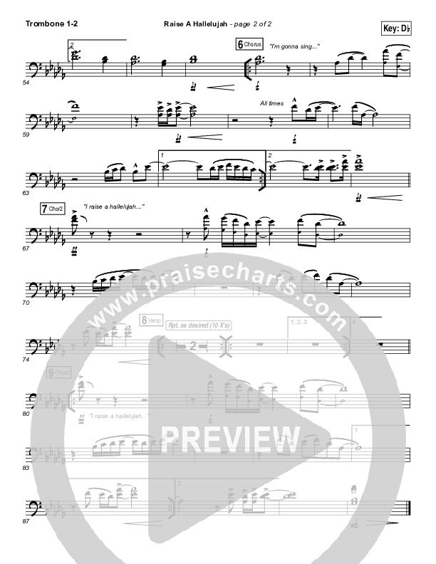 Raise A Hallelujah Trombone 1/2 (Bethel Music / Melissa Helser / Jonathan David Helser)