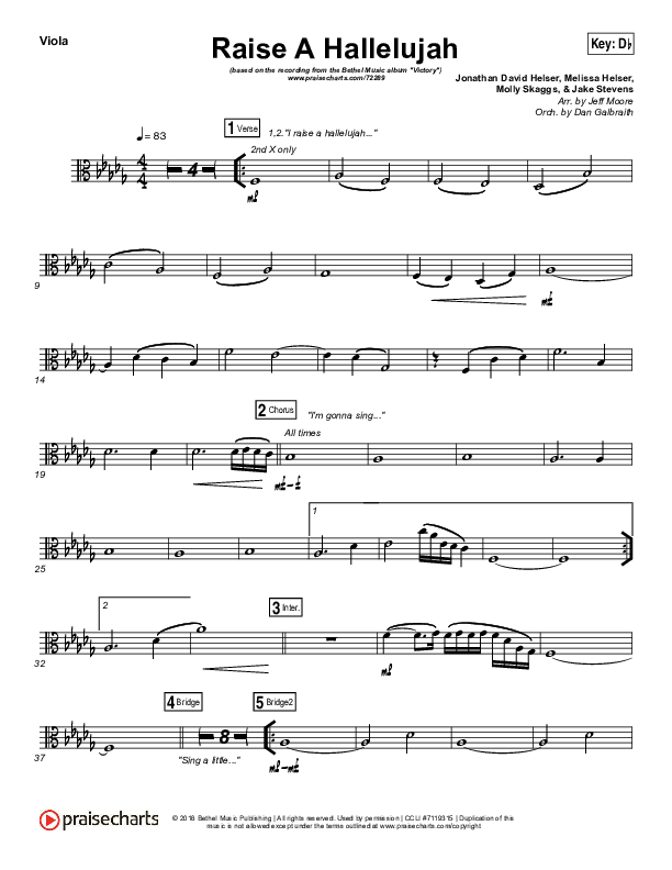 Raise A Hallelujah Viola (Bethel Music / Melissa Helser / Jonathan David Helser)
