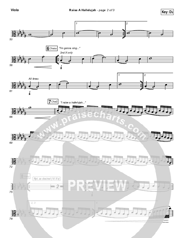 Raise A Hallelujah Viola (Bethel Music / Melissa Helser / Jonathan David Helser)